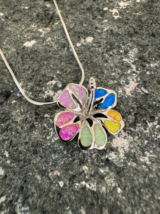 Mix Opal Pendent Colored Hibiscus