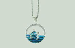 Opal Swimming Turtle Pendent with White Gold Overlay