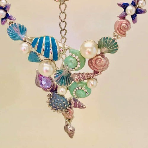 Silver Enamel Coral Reef Necklace