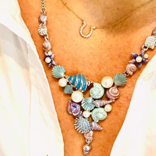 Silver Enamel Coral Reef Necklace