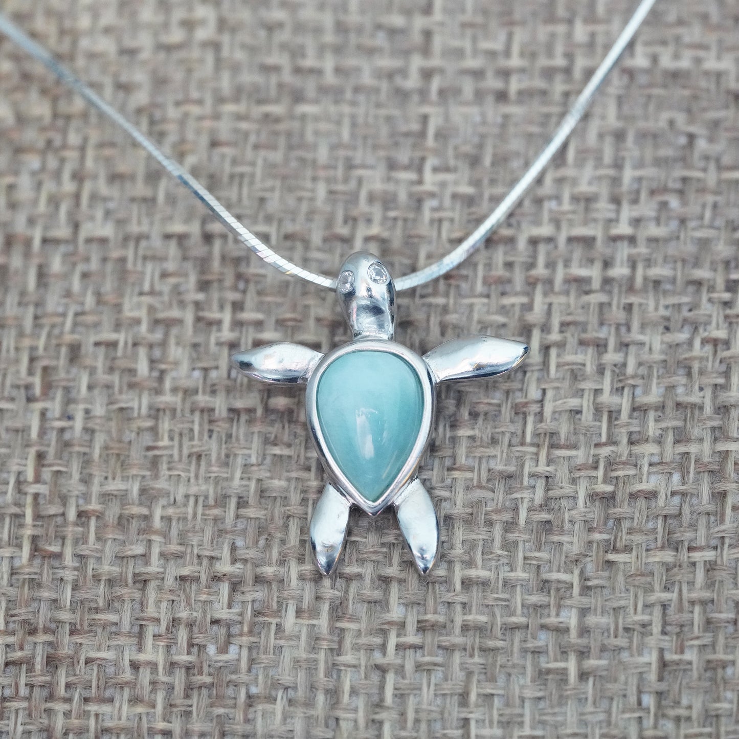 Happy Turtle Larimar Pendant