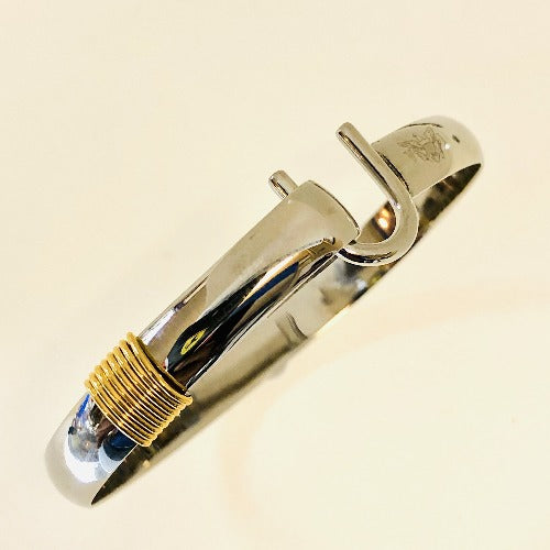 Stainless Steel USVI Hook Bracelet with Gold Wrap