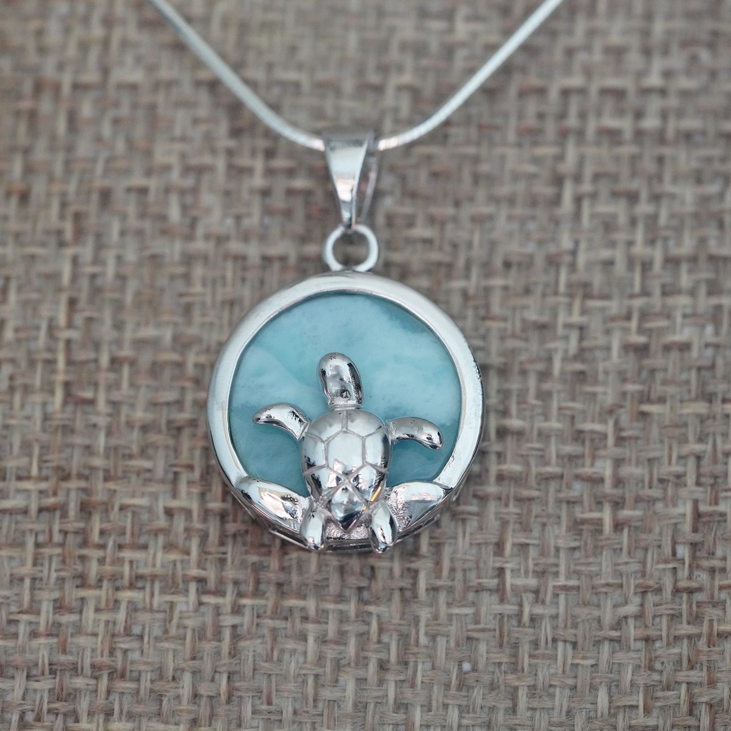 Ocean Sea Turtle Larimar Pendant