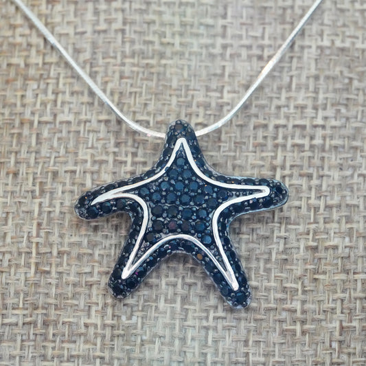 Black Crystal Starfish Pendant