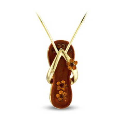 Flower with Gold Strap Sandal Pendant