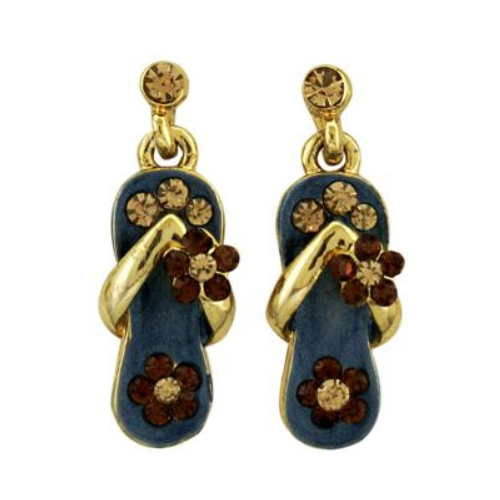 Sandal Dangle Earrings with 14K Gold Overlay