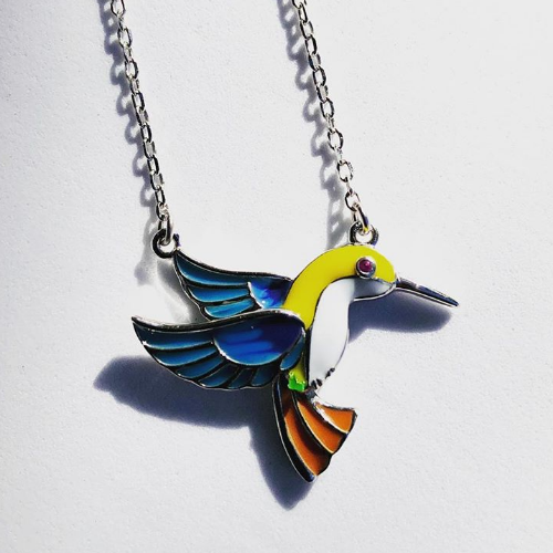 Enamel Hummingbird Necklace
