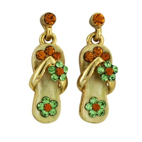 Sandal Dangle Earrings with 14K Gold Overlay