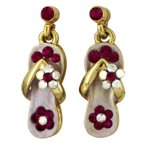 Sandal Dangle Earrings with 14K Gold Overlay