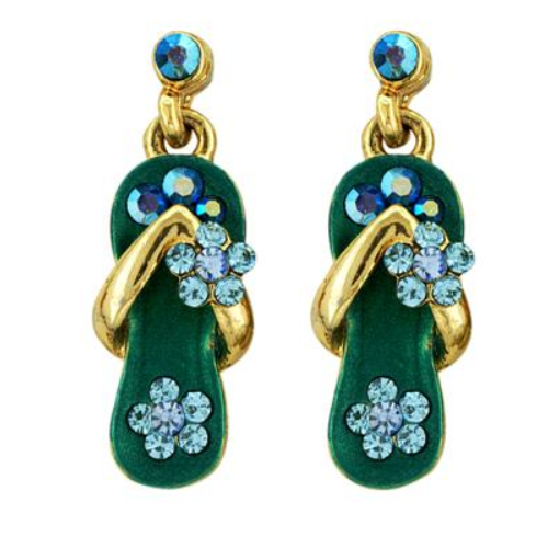 Sandal Dangle Earrings with 14K Gold Overlay