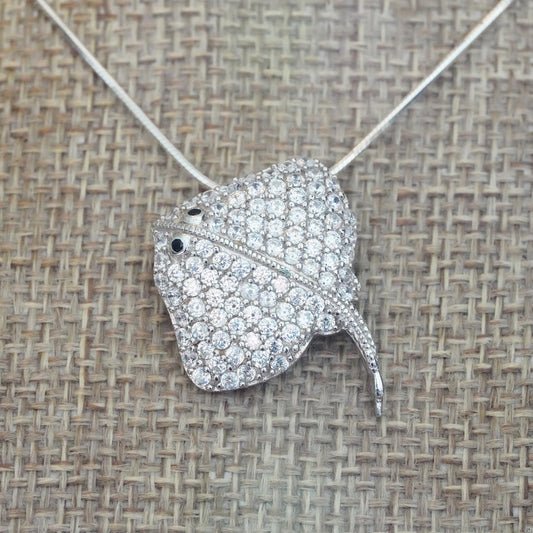 Silver Crystal Stingray Pendant