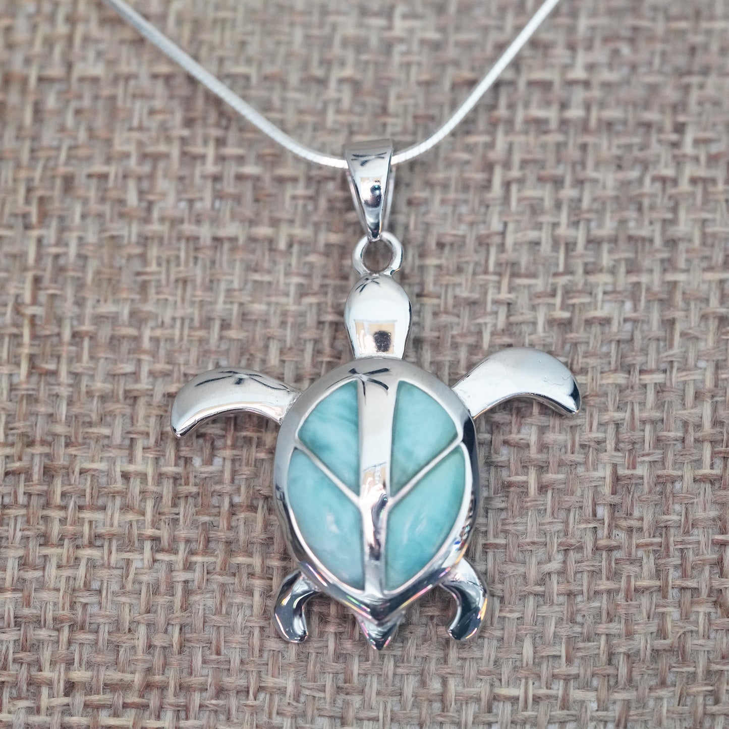 Large Turtle Larimar Pendant