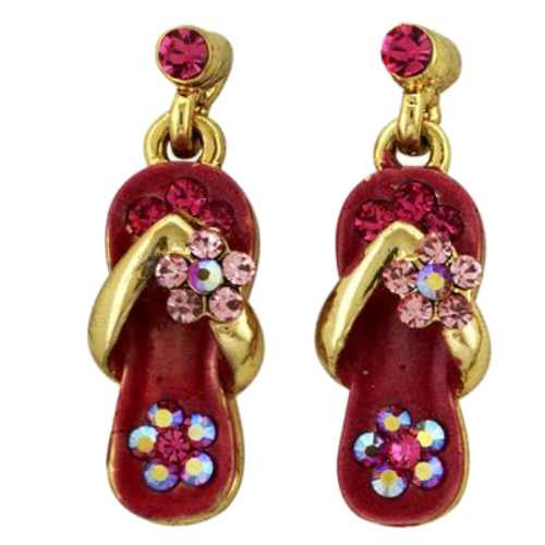 Sandal Dangle Earrings with 14K Gold Overlay