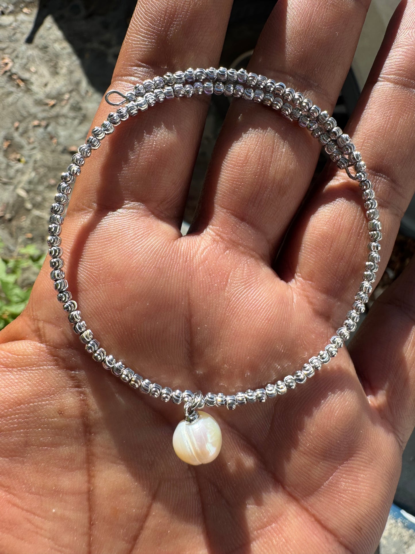 Diamond Cut Flex Pearl Bangle