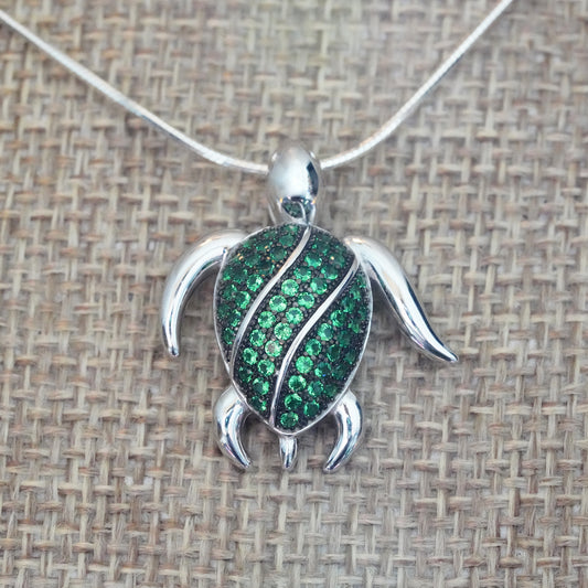 Green Crystal Sea Turtle Pendant