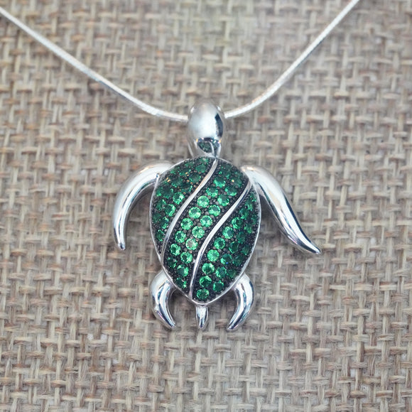 Green Crystal Sea Turtle Pendant