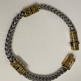 Men's Bracelet with Sterling Silver Chain & Gold Charms
