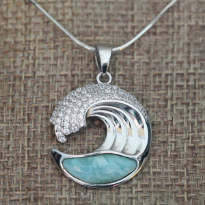 Large Wave Larimar Pendant