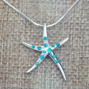 Opal Necklace Starfish Pendant