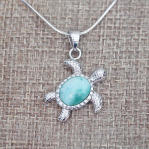 Sea Turtle Pattern Larimar Pendant