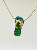 Sterling Silver Multi-color Opal Hibiscus Pendant with Gold