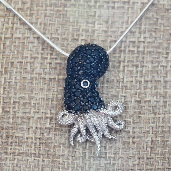 Black Crystal Octopus Pendant