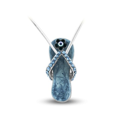 Blue crystal strap sandal necklace pendant