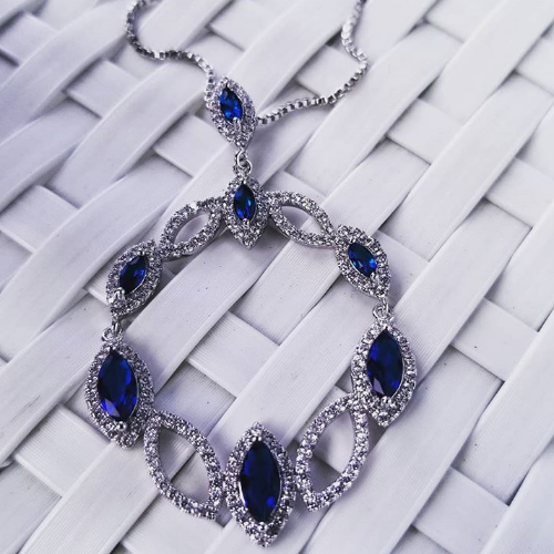 Buy Royal Blue Crystal Necklace, Gold Filled, Sapphire Cube Pendant,  Bridesmaid Wedding Jewelry, September Birthstone Birthday Gift Online in  India - Etsy
